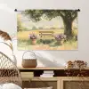 Houten bankje - Bloempotten - Landschap Wandkleed katoen middel -sfeer5