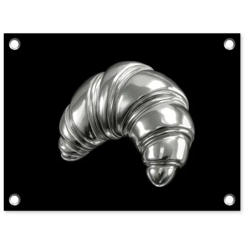 Croissant - Metaal - Zilver tuinposter los doek klein -3d