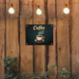 Koffie - Schotel - Koffiebonen - Retro tuinposter los doek klein -sfeer1