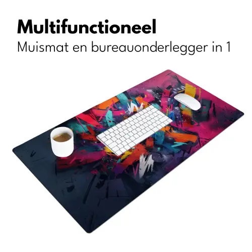 Abstract - Explosie - Neonkleuren Muismat XXL klein -sfeer4