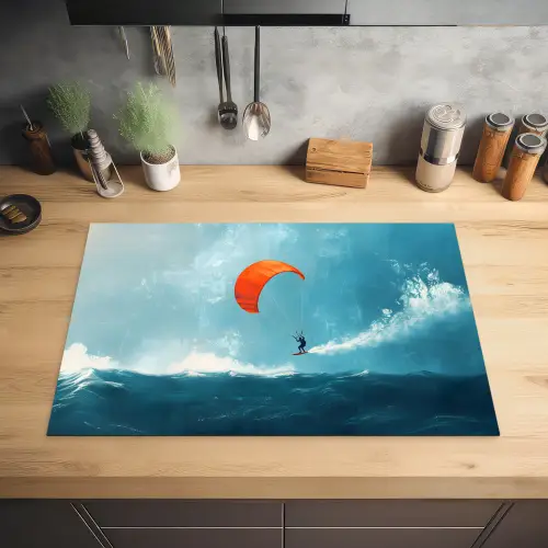 Kitesurfer - Oranje - Zee - Lucht Inductie beschermer vinyl 3mm klein -sfeer5