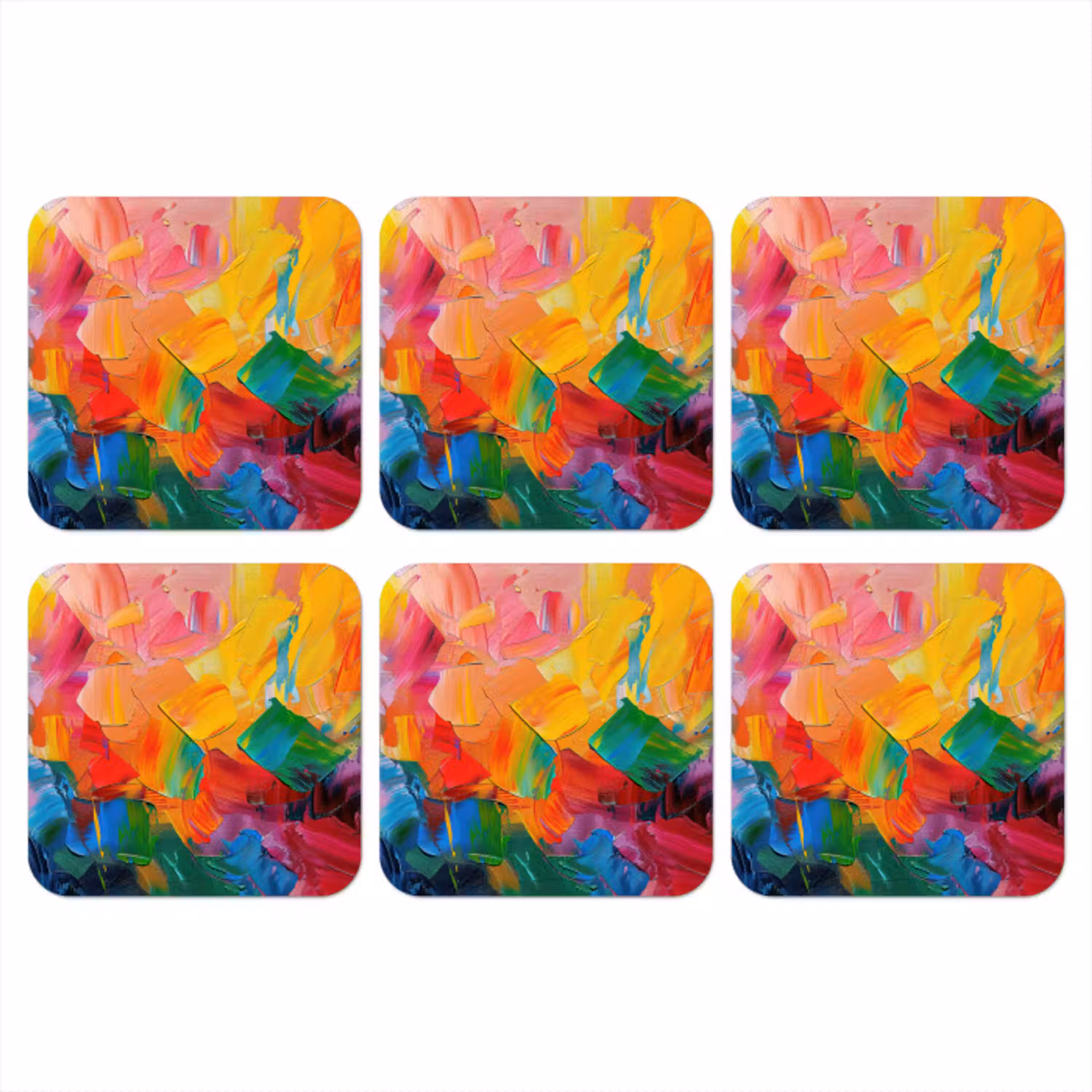 Abstract - Verflook - Modern - Kleurrijk onderzetter kurk middel -3d