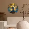 Boom - Levensboom - Blauw - Goud Wandcirkel kunststof plaat 5mm dik klein -sfeer1