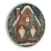 Kerst - Gnomen - Peperkoekhuisje - Rood - Groen Akoestische PET Vilt - Rond klein -3d