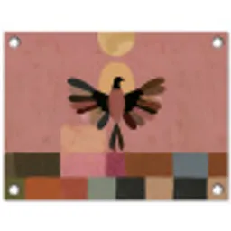 Illustratie - Vogel - Vlakken - Kleurrijk tuinposter los doek klein -3d