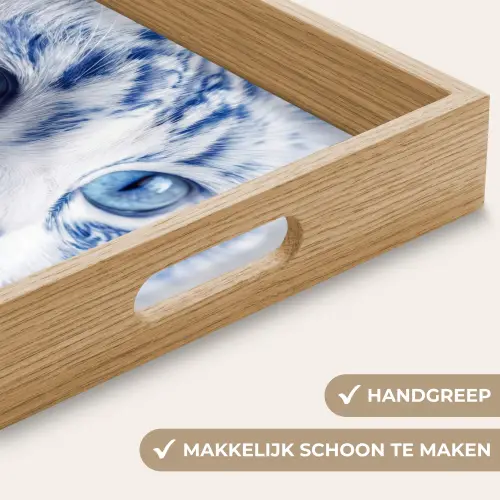 Kat - Patroon - Blauw Dienblad Rechthoek middel -USP_HandgreepNL