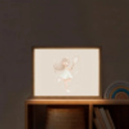 Meisje - Tennis - Beige Light Box met batterij (Wandlamp kind) middel -sfeer1_kind