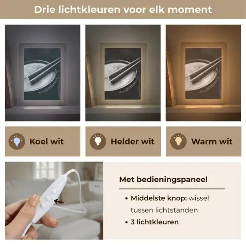 Trommel - Close-up - Drumstokken - Zwart Light Box met kabel (Tafellamp) klein -USP_lichtkleurNL