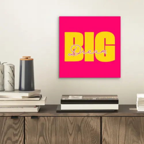 Dream big - Roze - Geel - Minimalistisch aluminium wit klein -sfeer1