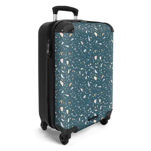 Terrazzo patroon groen met pastel NBS - Handbagage koffer - Volwassenen Unisex middel -productfoto_3d