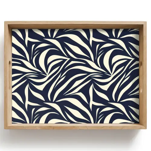 Bladvormen - Blauw - Patroon - Wit Dienblad Rechthoek middel 911 -z3d_shopping