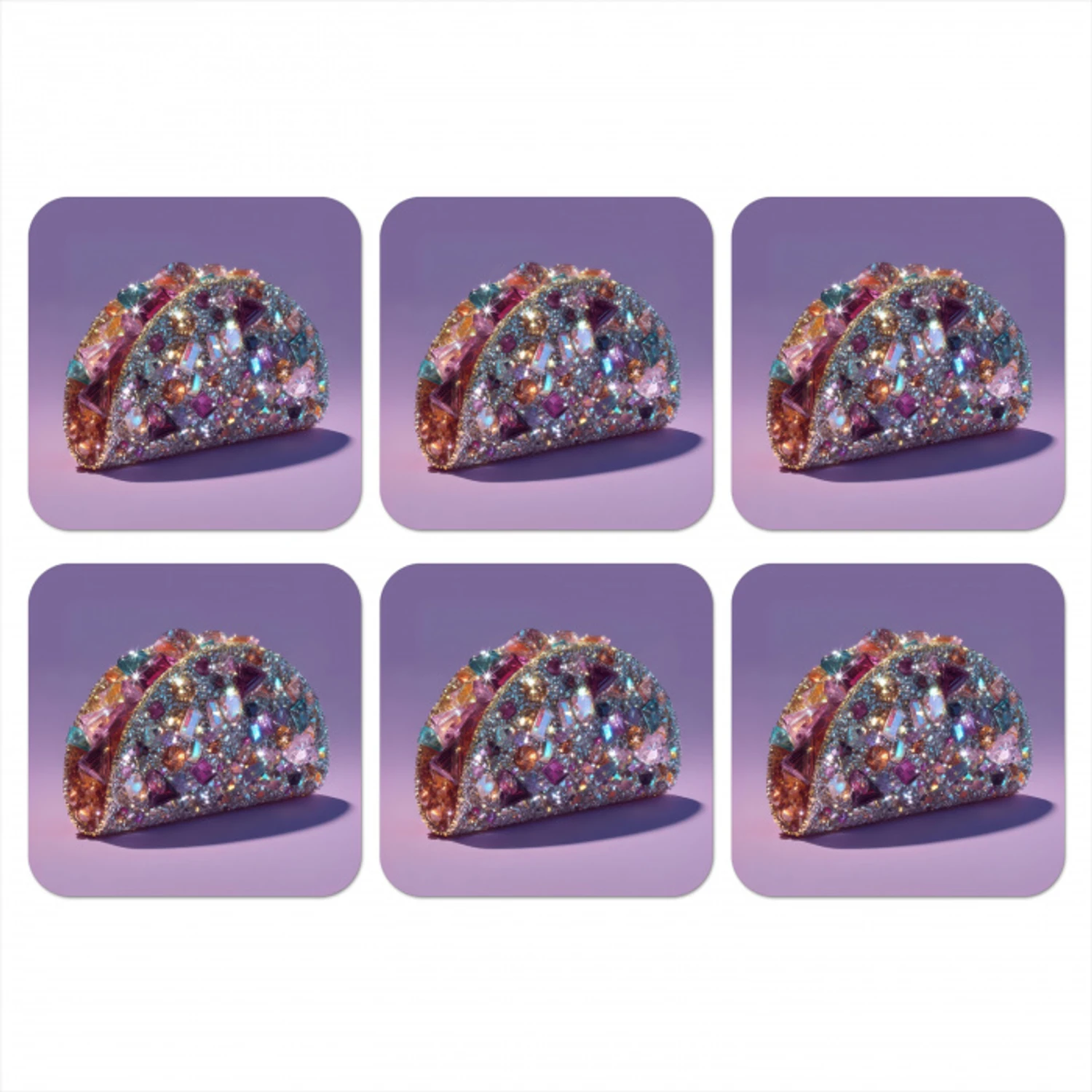 Edelstenen - Glitters - Paars - Kleurrijk onderzetter kurk middel -3d