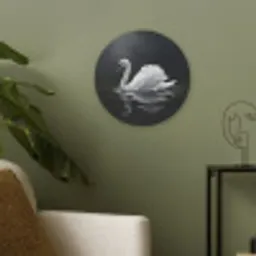 Zwaan - Water - Natuur - Realistisch - Wit Akoestische PET Vilt - Rond klein -sfeer2