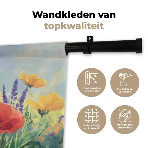 Weide - Bloemen - Kleurrijk Wandkleed katoen klein -sfeer2