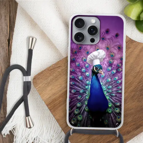 Pauw - Koksmuts - Cool - Paars Hoesje iPhone 16 Pro Max met koord klein -sfeer4