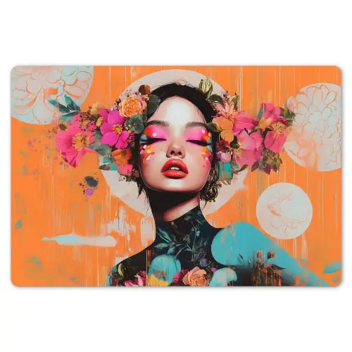 Portret - Vrouw - Abstract - Bloemen Placemat vinyl groot -zzsfeer1_Kitchenyeah-website