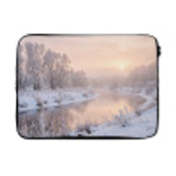 Rivier - Winter - Landschap - Sneeuw - Zonsopgang laptophoes neopreen klein -3d