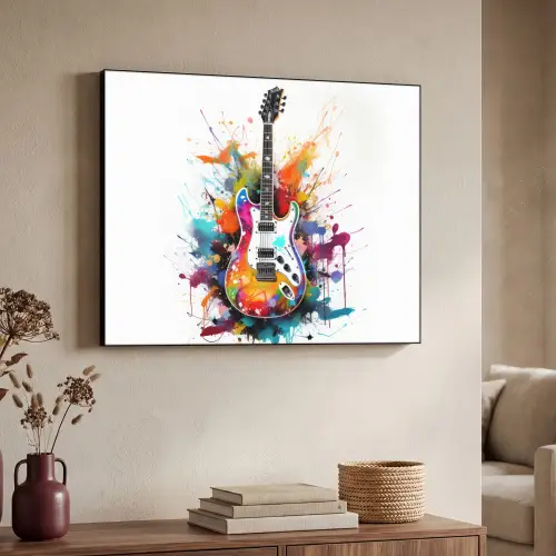 Gitaar - Graffiti - Muziek - Wit Textielframe zwart klein -sfeer3