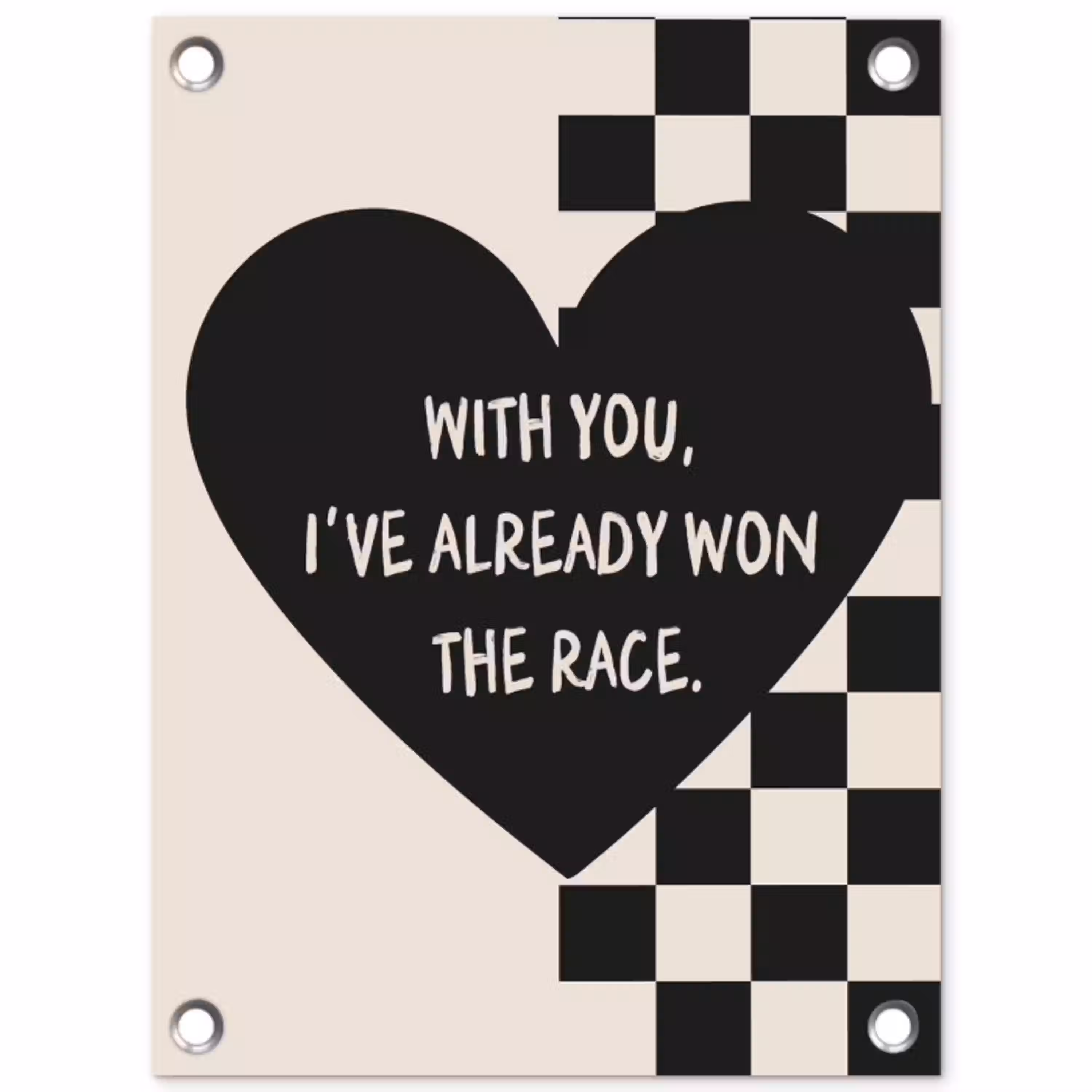 Liefde - Beige - Race tuinposter los doek klein -3d
