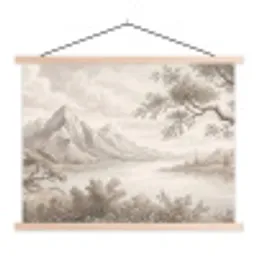 Landschap - Bergen - Meer - Natuur textielposter latten blank klein -3d