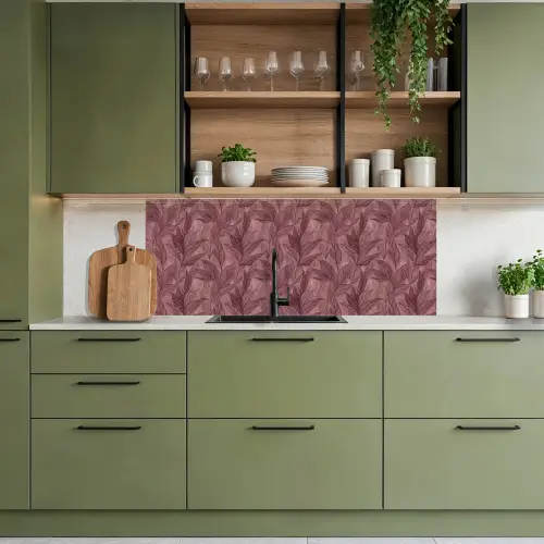 Bladeren - Patroon - Paars keuken achterwand 2 middel 871 -sfeer3