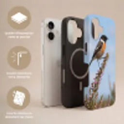 Roodborsttapuit - Heide - Paars - Natuur - Sfeervol Toughcase MagSafe Apple iPhone 17 klein -USP_Lagen_FR
