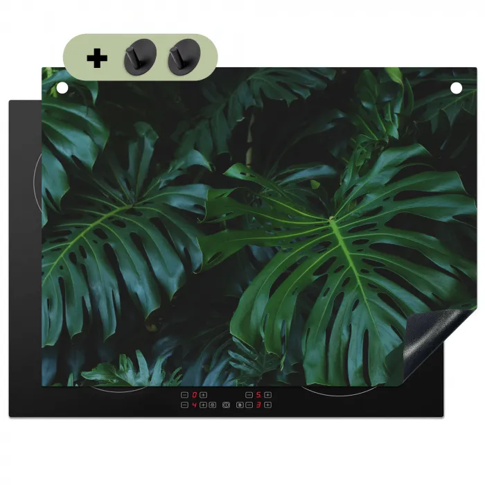 Bladeren - Tropisch - Monstera - Jungle Inductie beschemer met haakjes klein -3d