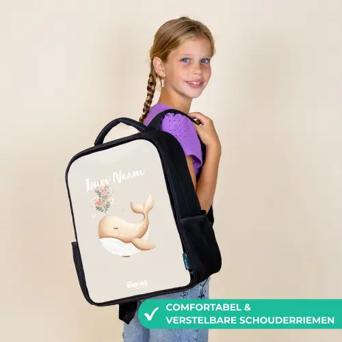 Walvis in pastel beige kleuren Rugzak - Zwart middel -sfeer6_NL