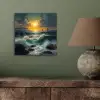 Zee - Zon - Golven - Rotsen aluminium wit klein -sfeer2