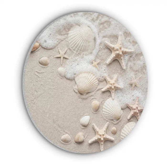 Schelpen - Zeesterren - Strand Akoestische PET Vilt - Rond klein -3d