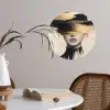 Vrouw - Hoed - Verf Wandcirkel behangsticker klein -sfeer3