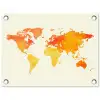 Wereldkaart - Oranje - Kleurrijk tuinposter los doek klein -3d