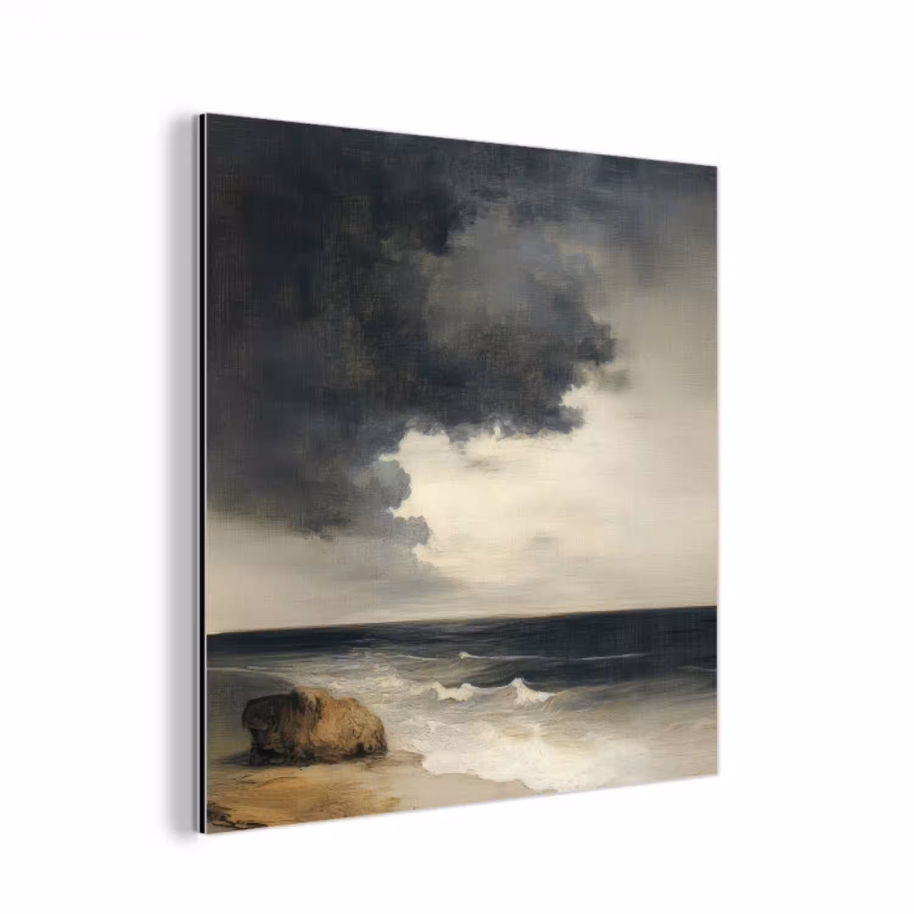 Kust - Golven - Rots - Storm aluminium wit klein -3d