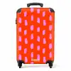 Vlekkenpatroon in roze op felrode achtergrond NBS - Handbagage koffer - Kinderen Unisex middel -productfoto_recht