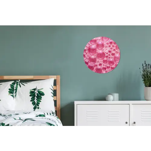 Roze - Schuim - Bubbels Wandcirkel aluminium klein -slaapkamer
