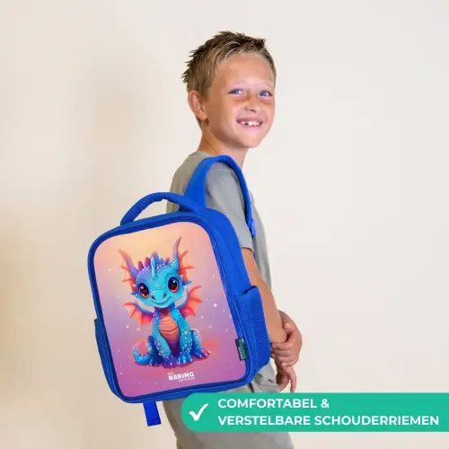 Schattige baby draak Kinderrugzak - Blauw middel -sfeer3_NL