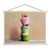 Cupcakes - Gestapeld - Kleurrijk - Fruit textielposter latten blank klein -3d