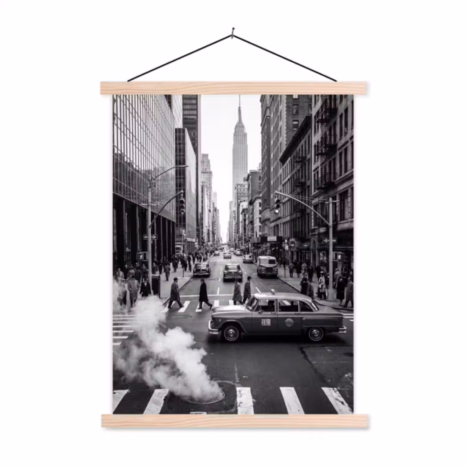 Hanging Poster - City - Street - Buildings - Traffic - Black and white
