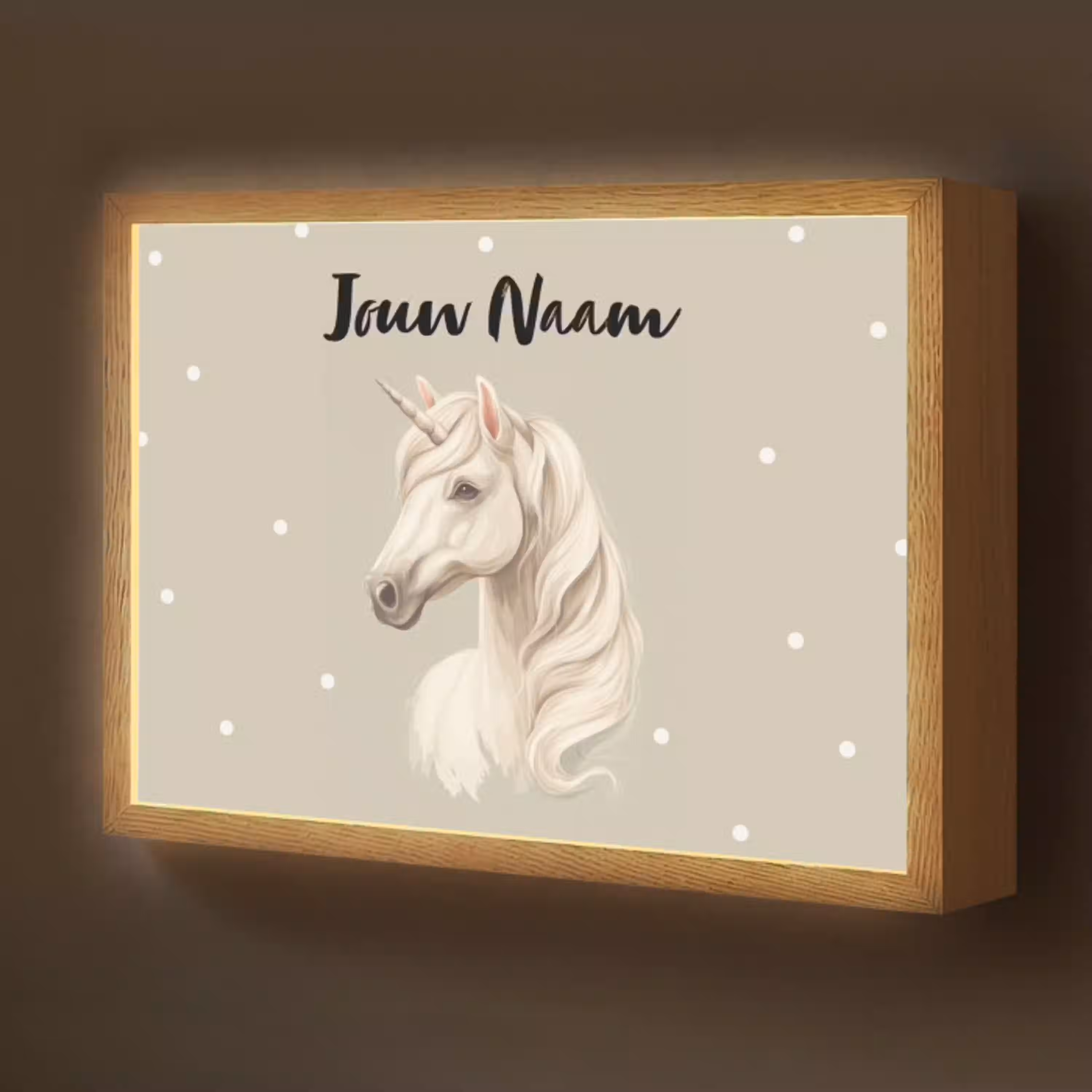 Eenhoorn - Manen - Stippen - Golven Light Box met batterij (Wandlamp kind) middel -z3d_website