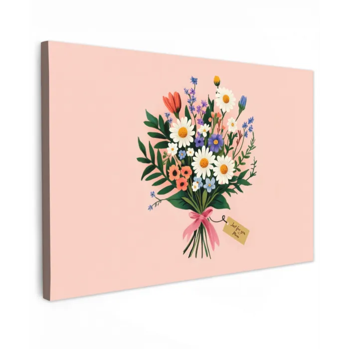 Margrieten - Boeket - Strikje - Roze canvas 2cm klein -z3d