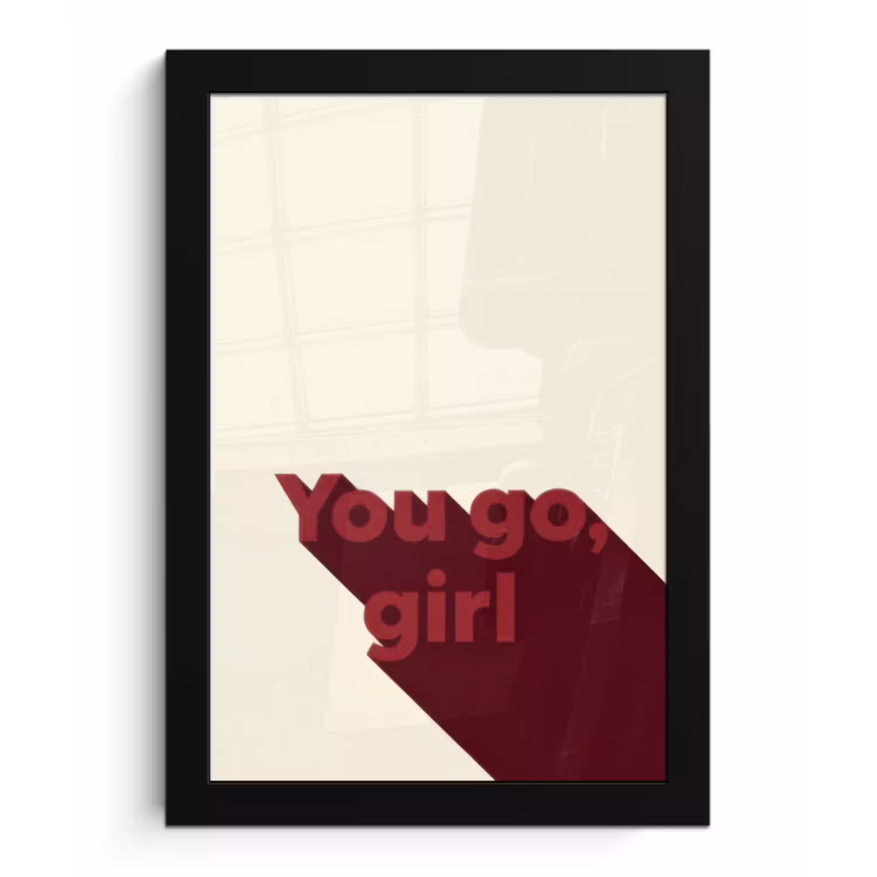 you go girl - 3D - Rood fotolijst zwart zonder passe partout klein -3d