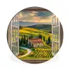 Doorkijk - Toscane - Uitzicht - Landschap - Zomer Wandcirkel aluminium klein -3d