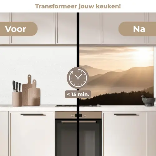 Bergen - Mist - Zonnestralen keuken achterwand 2 middel -voor-na2_NL