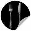 Vork - Mes - Zilver Wandcirkel behangsticker klein -3d