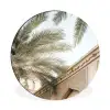 Gebouw - Palmbomen - Beige - Zon Wandcirkel aluminium klein -3d
