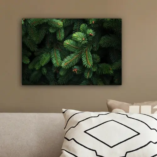Sparrentakken - Knoppen - Naalden - Groen canvas 2cm klein -sfeer3
