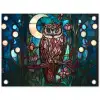 Uil - Mozaïek - Maan - Nacht tuinposter los doek klein -3d
