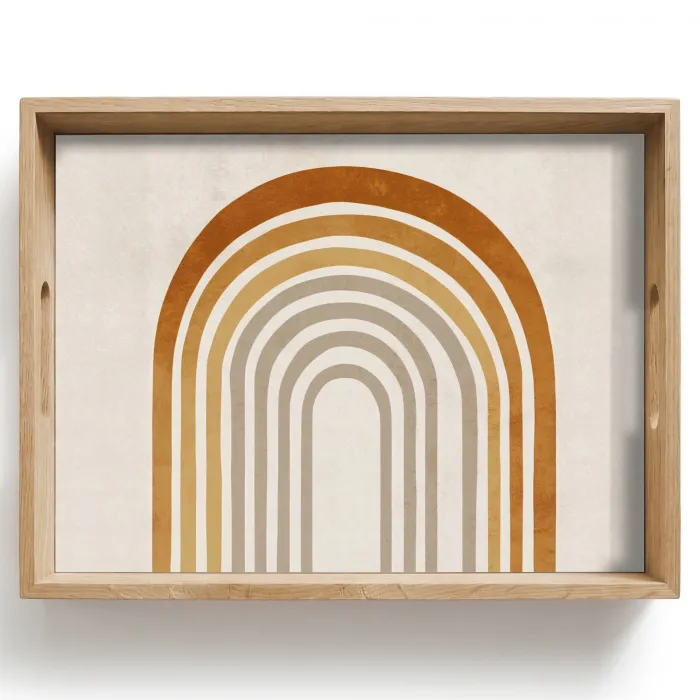 Minimalistisch - Boog - Lijnen - Beige Dienblad Rechthoek middel -z3d_shopping