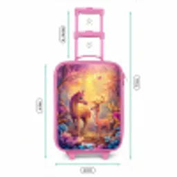 Paard en hert in een roze sprookjesbos Kinderkoffer - Roze klein -productfoto_formaten