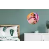 Portret - Vrouw - Abstract - Bloemen Wandcirkel aluminium klein -slaapkamer